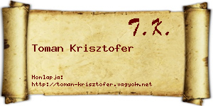 Toman Krisztofer névjegykártya
